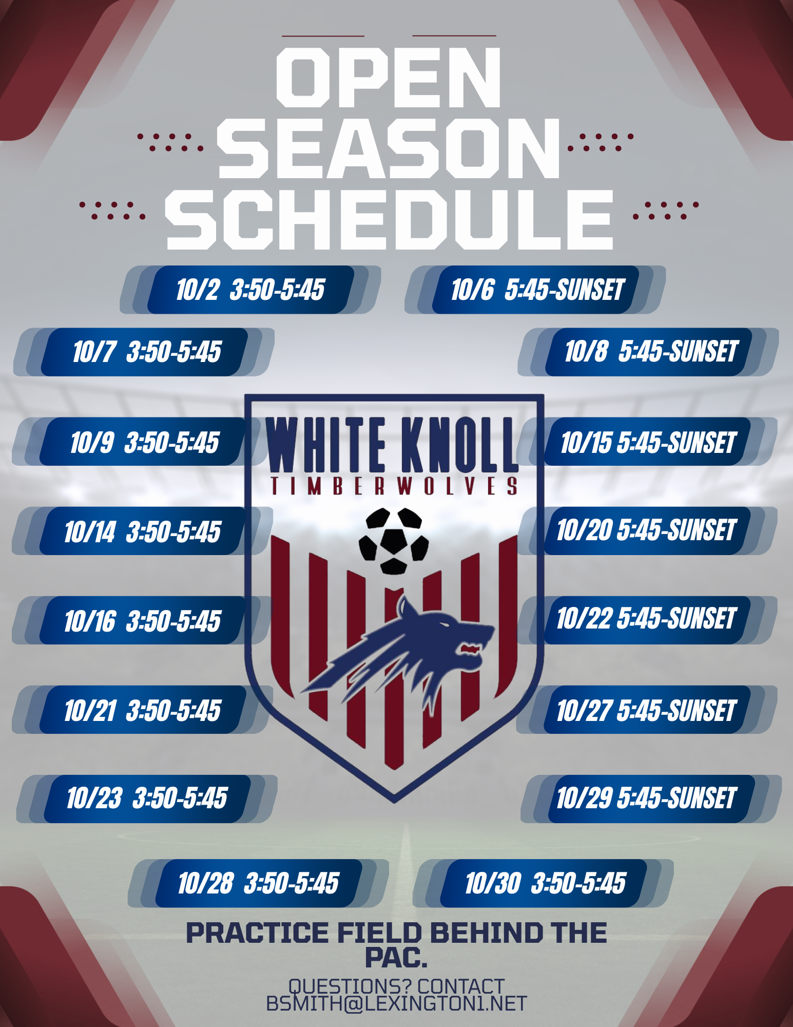 Boys Soccer Px Fall Practice Schedule